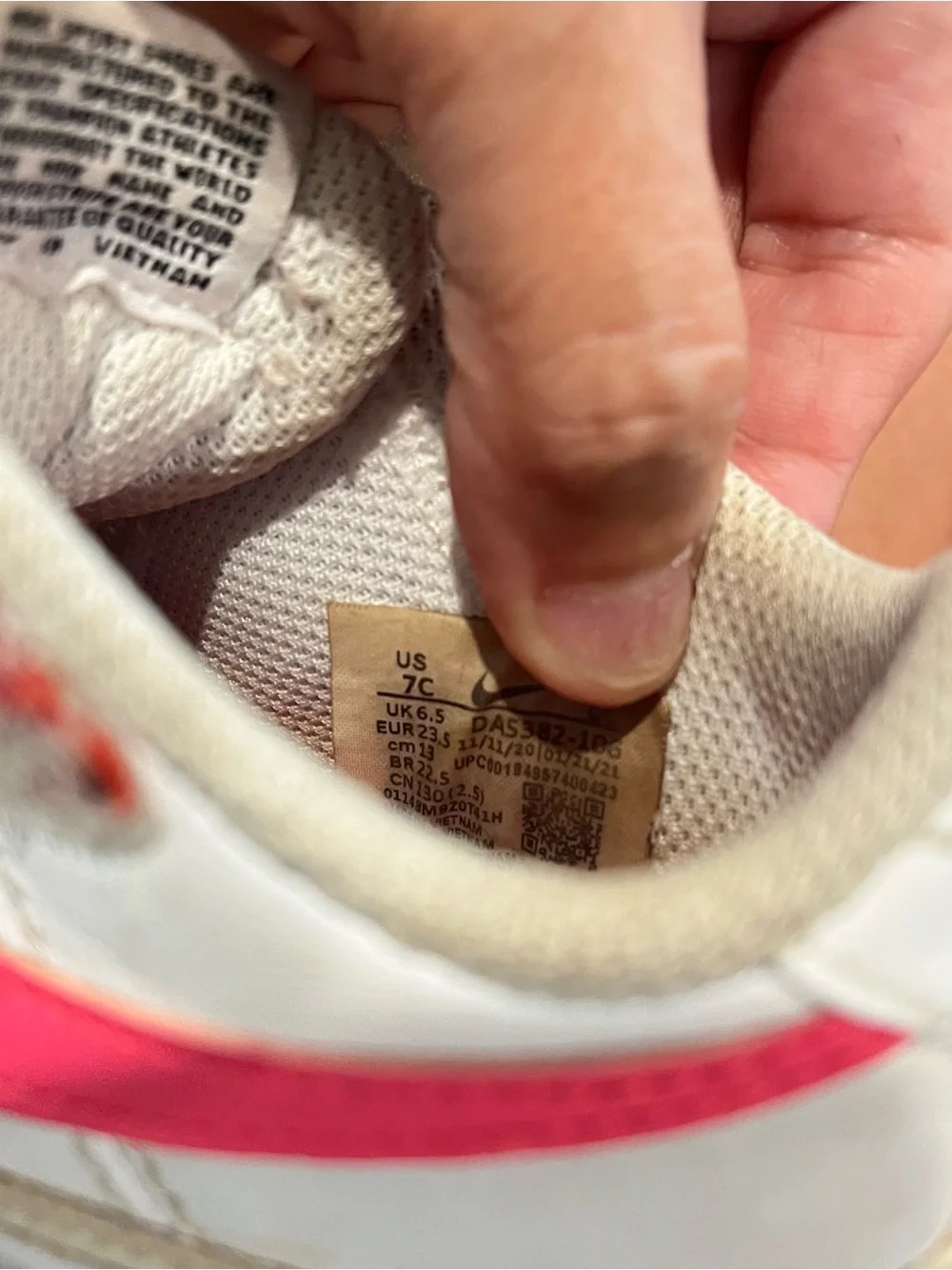 Nike Court Legacy Toddler Girl Shoes Size 7C White Laser Fuchsia Pink DA5382-124